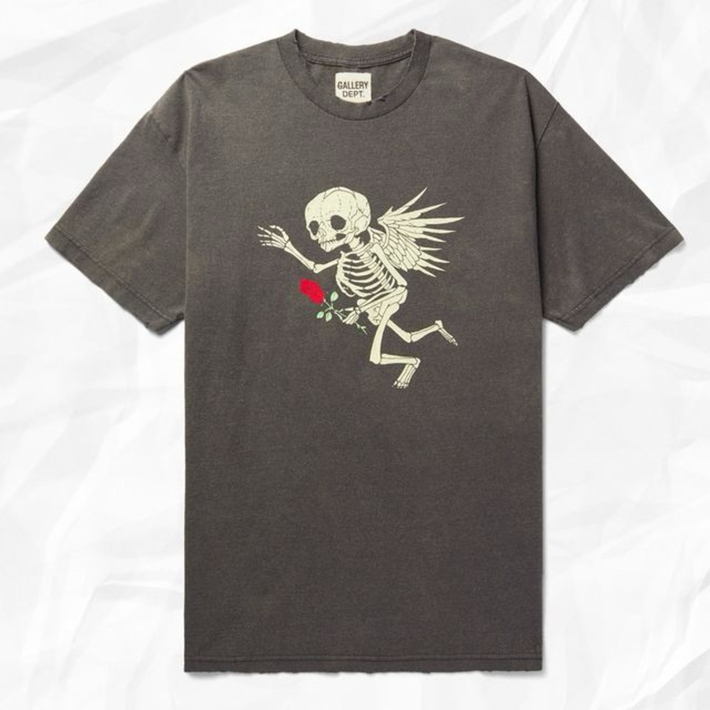 Gallery Dept Charcoal Tee with Skeleton and Rose